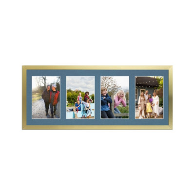 50X20CM Gold Sleek Multi Photo Frame with Pompadour Mount - Holds 4 ...