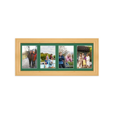 50X20CM Light Oak Classic Multi Photo Frame with Emerald Mount - Holds ...