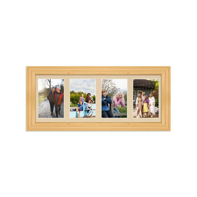 50X20CM Light Oak Classic Multi Photo Frame with Ivory Mount - Holds 4 ...