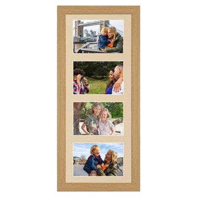 50X20CM Light Oak Modern Multi Photo Frame with Ivory Mount - Holds 4 ...