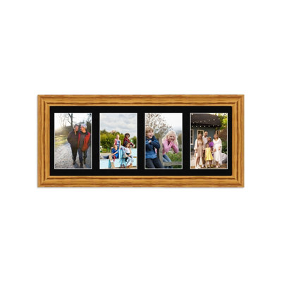 50X20CM Oak Classic Multi Photo Frame with Black Mount - Holds 4 ...
