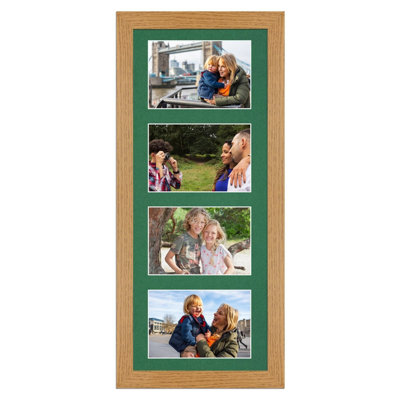 50X20CM Oak Modern Multi Photo Frame with Emerald Mount - Holds 4 ...