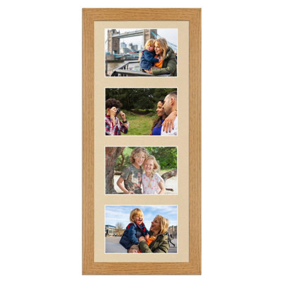 50X20CM Oak Modern Multi Photo Frame with Ivory Mount - Holds 4 ...