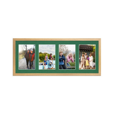 50X20CM Oak Sleek Multi Photo Frame with Emerald Mount - Holds 4 ...
