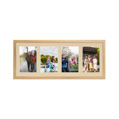 50X20CM Oak Sleek Multi Photo Frame with Ivory Mount - Holds 4 ...