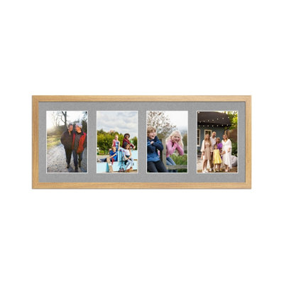 50X20CM Oak Sleek Multi Photo Frame with Silver Mount - Holds 4 ...