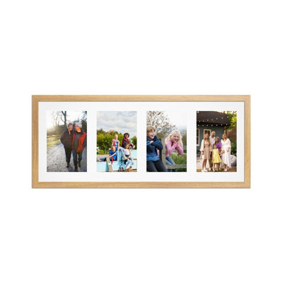 50X20CM Oak Sleek Multi Photo Frame with White Mount - Holds 4 ...