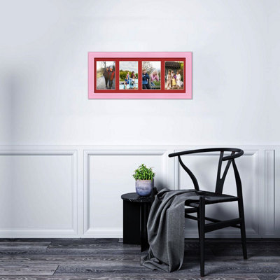 50X20CM PASTEL PINK CLASSIC MULTI PHOTO FRAME WITH CRIMSON MOUNT ...
