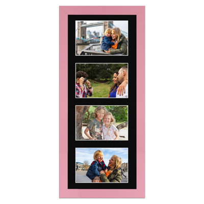 50X20CM Pastel Pink Modern Multi Photo Frame with Black Mount - Holds 4 ...