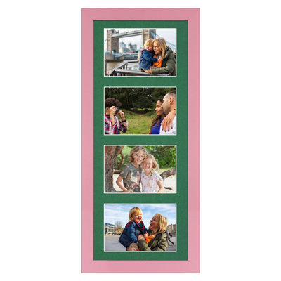 50X20CM Pastel Pink Modern Multi Photo Frame with Emerald Mount - Holds ...