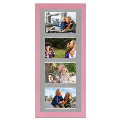 50X20CM Pastel Pink Modern Multi Photo Frame with Silver Mount - Holds ...