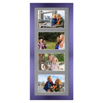 50X20CM Purple Modern Multi Photo Frame with Mid Grey Mount - Holds 4 ...