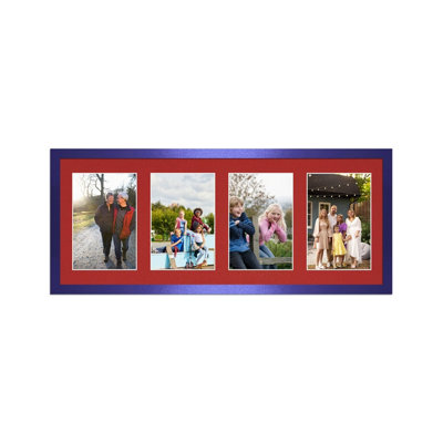 50X20CM Purple Sleek Multi Photo Frame with Crimson Mount - Holds 4 ...