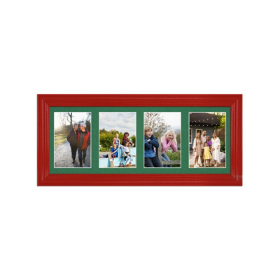 50X20CM Red Classic Multi Photo Frame with Emerald Mount - Holds 4 ...