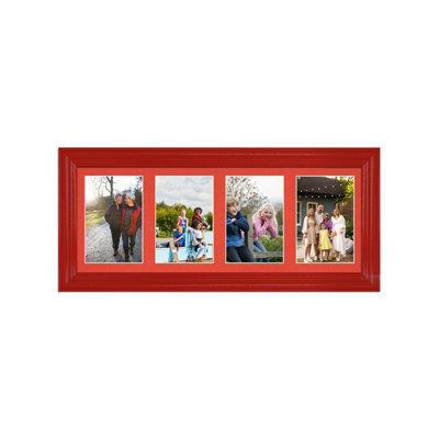 50X20CM Red Classic Multi Photo Frame with Poppy Red Mount - Holds 4 ...