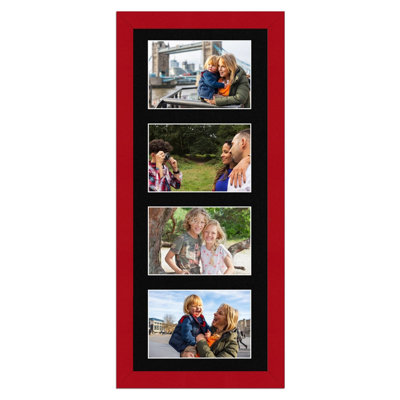 50X20CM Red Modern Multi Photo Frame with Black Mount - Holds 4 ...