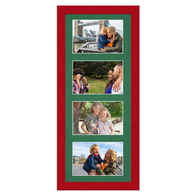 50X20CM Red Modern Multi Photo Frame with Emerald Mount - Holds 4 ...
