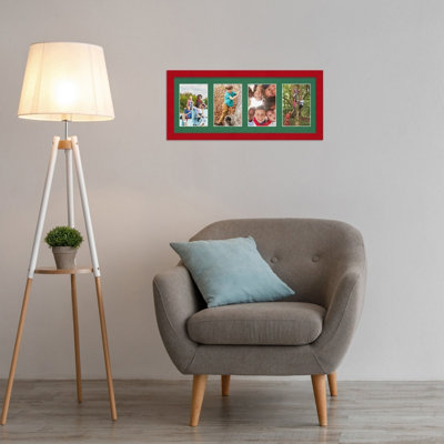 50X20CM Red Modern Multi Photo Frame with Emerald Mount - Holds 4 ...