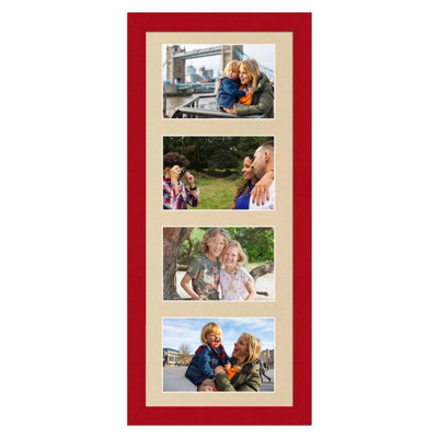 50X20CM Red Modern Multi Photo Frame with Ivory Mount - Holds 4 ...