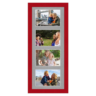 50X20CM Red Modern Multi Photo Frame with Silver Mount - Holds 4 ...