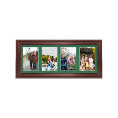 50X20CM Rose Wood Classic Multi Photo Frame with Emerald Mount - Holds ...