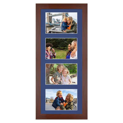 50X20CM Rose Wood Modern Multi Photo Frame with Blue Mount - Holds 4 ...