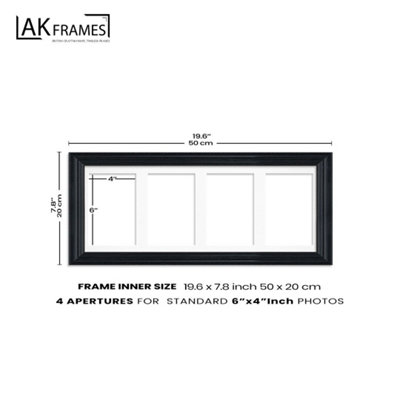 50X20CM Silver Classic Multi Photo Frame with Blue Mount - Holds 4 ...