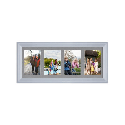 50X20CM Silver Classic Multi Photo Frame with Mid Grey Mount - Holds 4 ...