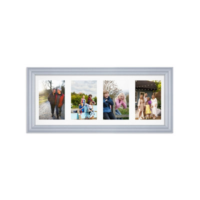 50X20CM Silver Classic Multi Photo Frame with White Mount - Holds 4 ...