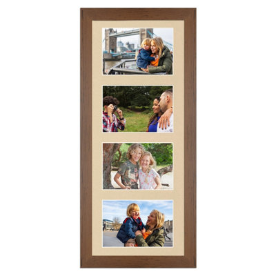 50X20CM Walnut Modern Multi Photo Frame with Ivory Mount - Holds 4 ...