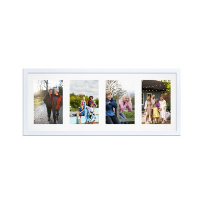 50X20CM White Sleek Multi Photo Frame with White Mount - Holds 4 ...