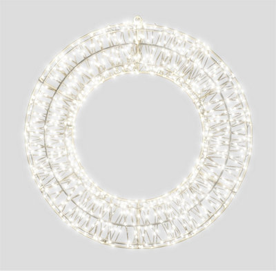 50x5cm 2D White Metal Wreath with 720 CW LED