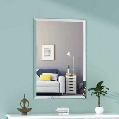 50x70cm Frameless Rectangle Wall Mounted Mirror DIY at B&Q