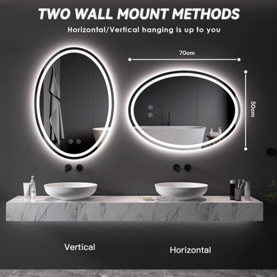 Oval led store vanity mirror