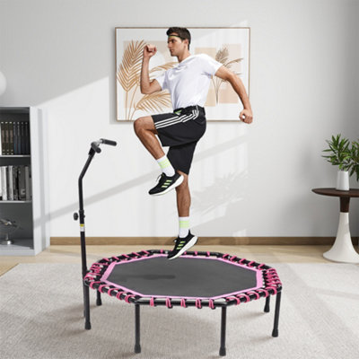 Fitness trampoline with bar outlet