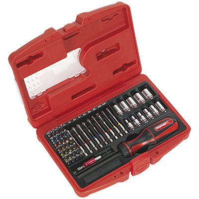 51 PACK Fine Tooth Ratchet Screwdriver Socket and Bit Set - Chromoly Steel