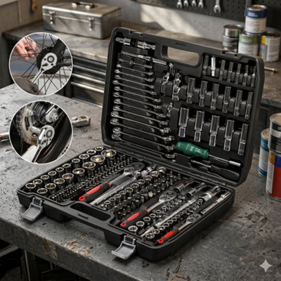 216Pcs Socket Set 1/4 3/8 1/2 Inch Drive Ratchet Spanner Wrench Mechanic Tool Kit Case from B&Q