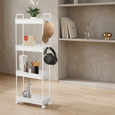 Storage Rack Trolley Cart 4 Tier Rolling Utility Cart Mobile Shelving Organizer