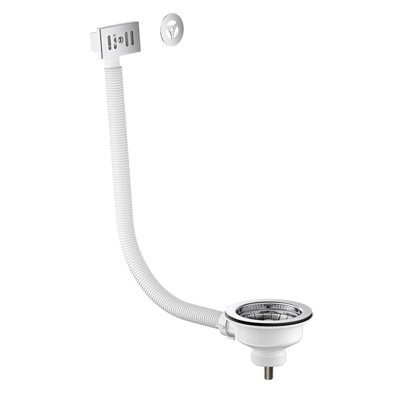 Nes Home Unisex Silver Kitchen Basin Waste With Overflow - Chrome In | Size: 60 Cm X 100 Cm - Image 3