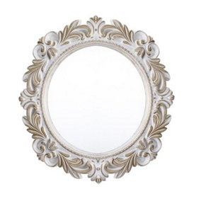 51Cm Brushed Gold Rustic Effect Round Wall Mirror Antique Style Home Decor