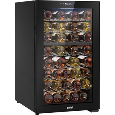 52 Bottle Dual Zone Freestanding Wine Cooler Fridge - LED Backlit BLACK & GLASS