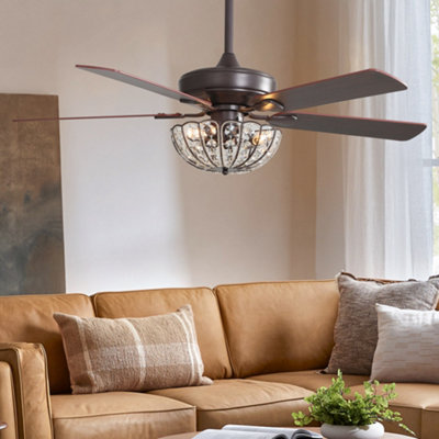 52-inch Coffee Ceiling Fan with Light and Remote Control