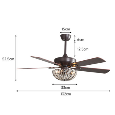 52-inch Coffee Ceiling Fan with Light and Remote Control