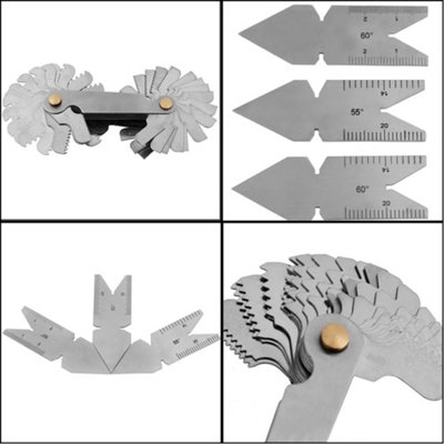 52-Leaf Screw Thread Pitch Gauge Set:1pc+2pcs 60 degree&1pc 55 degree ...