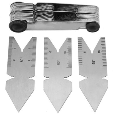 52-Leaf Screw Thread Pitch Gauge Set:1pc+2pcs 60 degree&1pc 55 degree ...