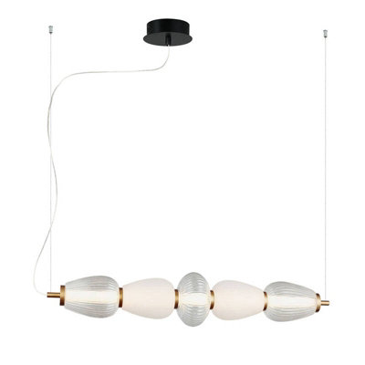 B&Q -  Shiny Led Glass Bar Ceiling Pendant Light Brass
