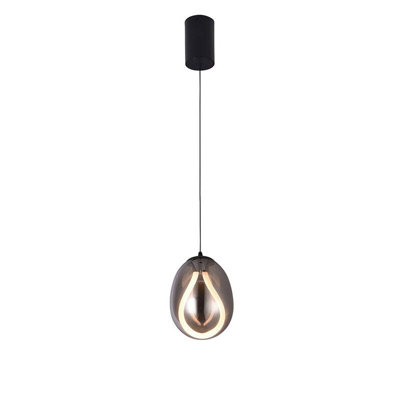 B&Q -  Melanie Led Smoked Glass Ceiling Pendant Light Black