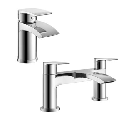 Nes Home Libra Waterfall Basin Mono Tap & Bath Filler Mixer Tap Chrome from B&Q