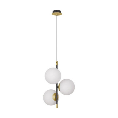 Luminosa Lighting Luminosa Git Globe Pendant Ceiling Light OpalGoldMatt Black Led G9 3X5W from B&Q