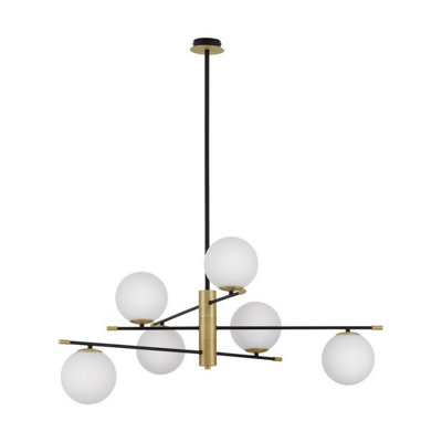Luminosa Lighting Luminosa Git Globe Pendant Ceiling Light OpalGoldMatt Black Led G9 6X5W from B&Q